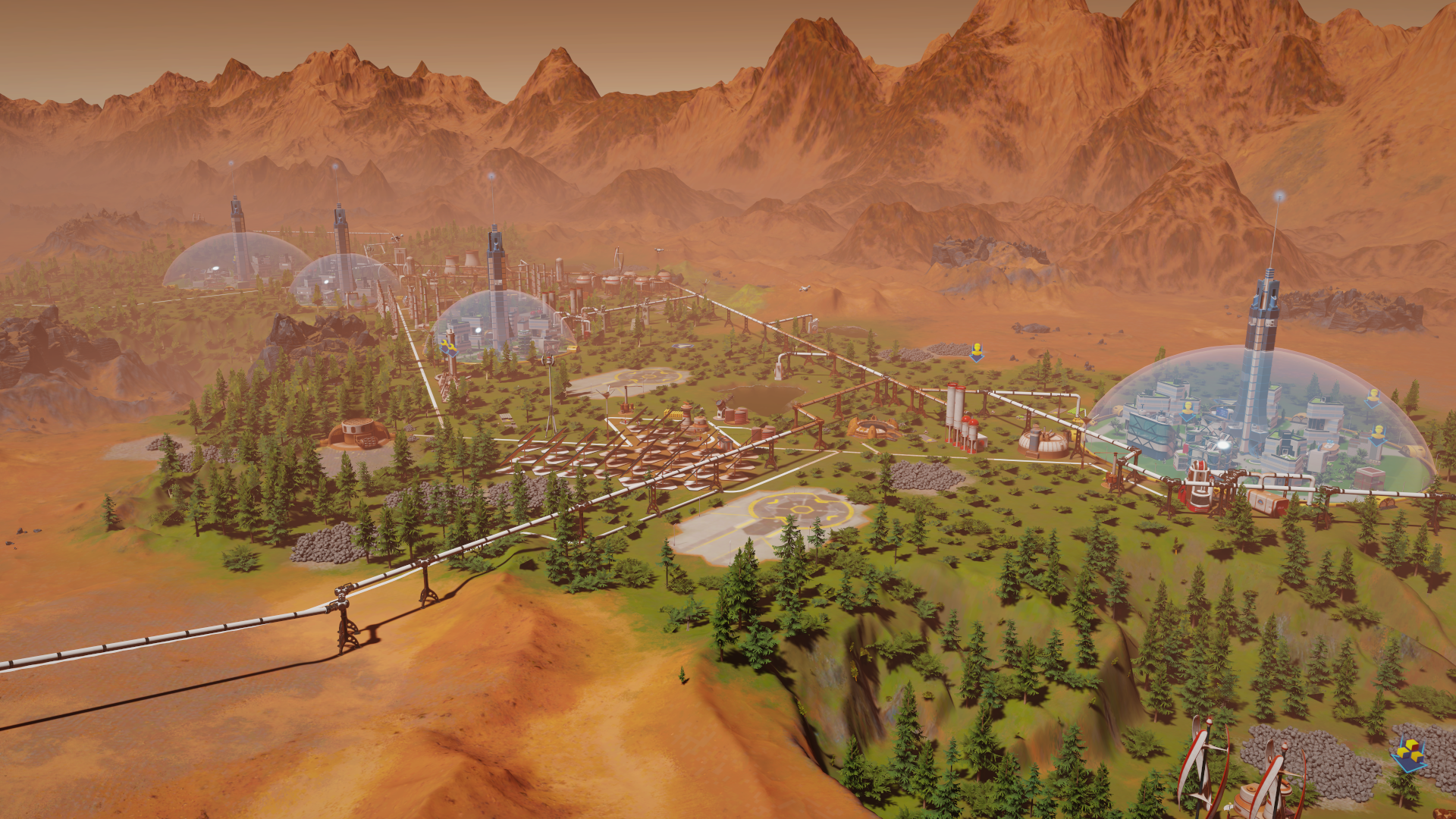 Survival mars. Surviving Mars Терраформирование. Surviving Mars терраформированный Марс. Surviving Mars ферма. Surviving Mars овальный купол.