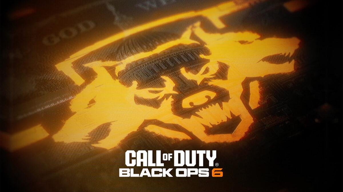 Ein Leuchtendes Wolfslogo auf einer Ein-Dollar-Geldnote mit dem Schriftzug "Call of Duty: Black Ops 6"